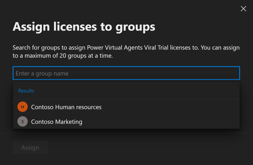 Group-based license assignment view
